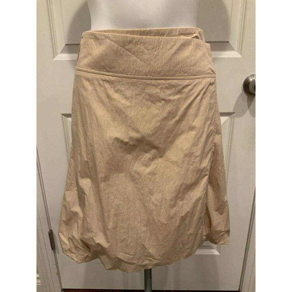 Magaschoni Tan A-Line Wrap Skirt W/ Pockets, Size 14 (US)